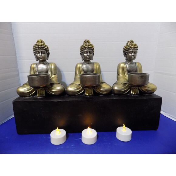 NEW Buddha Tea Candle Holder Statue Figurine Zen Home Decor - Picture 5 of 7